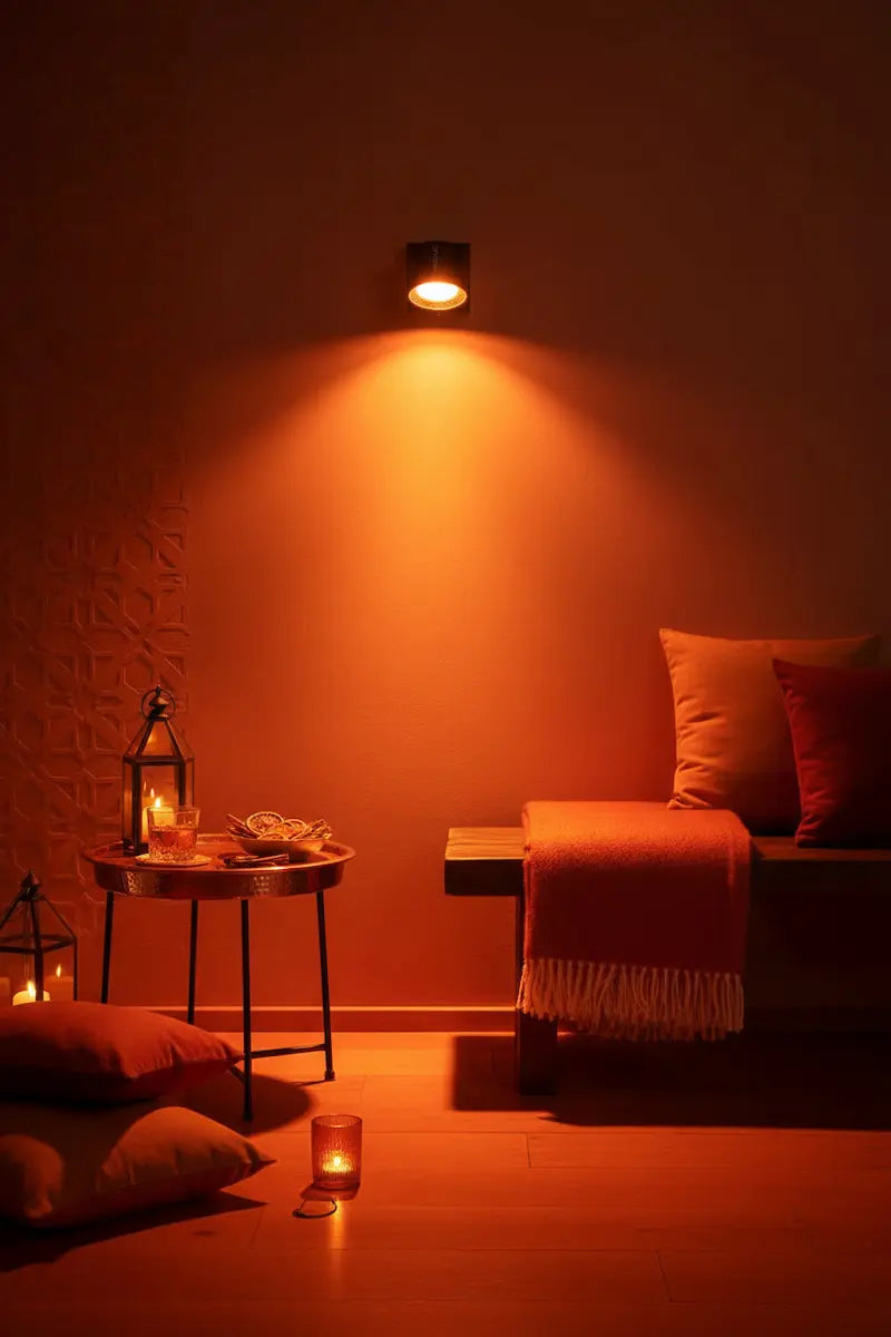 Lampe murale Nerova éclairage LED orange chaleureux salon cosy bougies