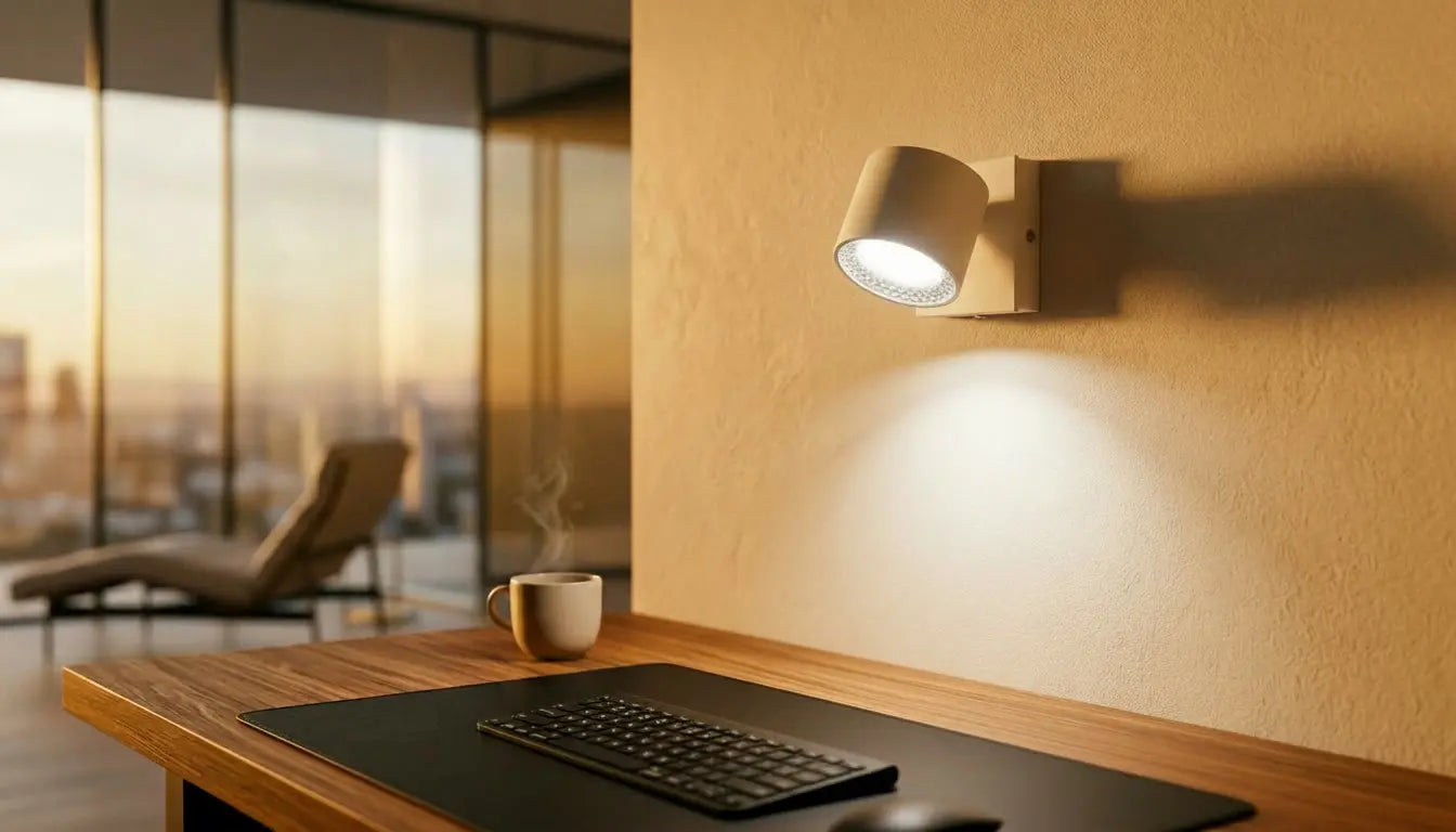Lampe murale Nerova spot orientable blanc éclairant bureau bois moderne